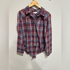 Socialite Burgundy and Blue Plaid Shirt with tie